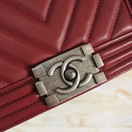 2015 LE Boy Chanel Flap Shoulder Bag Original Leather A67063 Claret