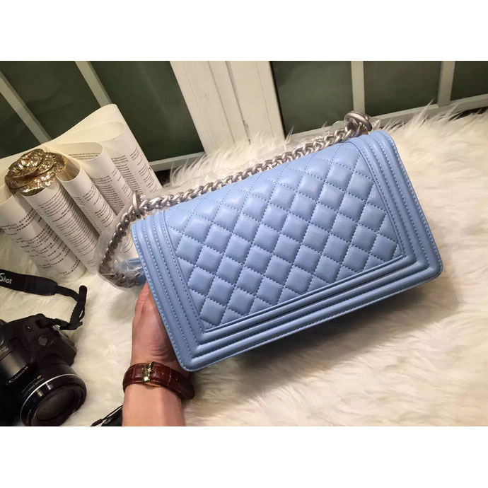 2015 LE Boy Chanel Flap Shoulder Bag Original Sheepskin Leather A67086 SkyBlue