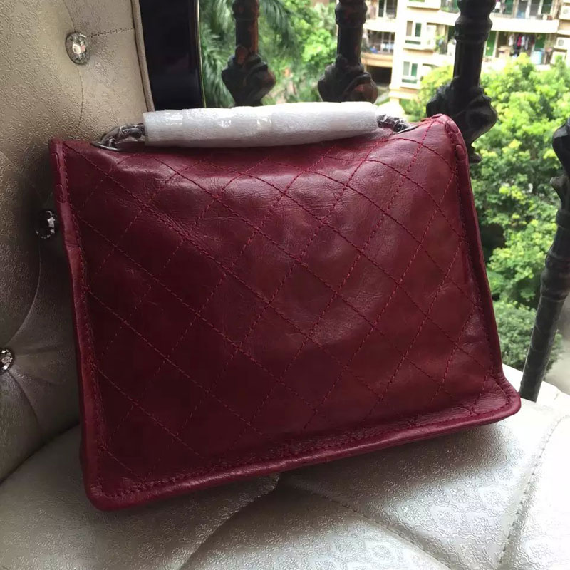 2015 Latest Chanel Shoulder Bag Original Iridescent Leather A59550 Claret