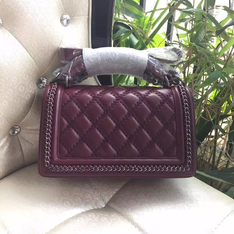 2015 Latest LE Boy Chanel Flap Shoulder Bag Original leather A67086 Claret