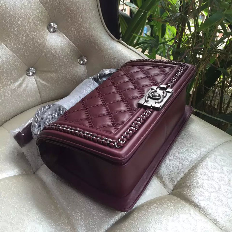 2015 Latest LE Boy Chanel Flap Shoulder Bag Original leather A67086 Claret