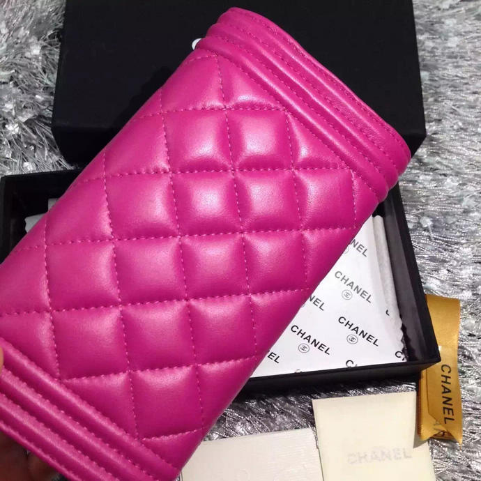 2015 Le boy Chanel Matelasse Bi-Fold Wallet Original Leather A50096 Rose