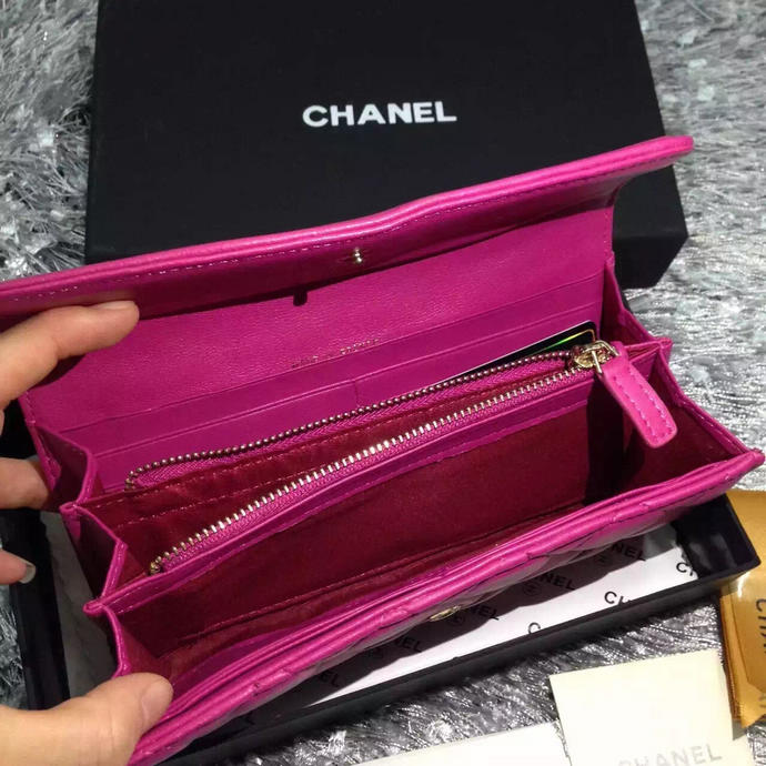 2015 Le boy Chanel Matelasse Bi-Fold Wallet Original Leather A50096 Rose