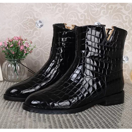 2015 Louis vitton Stone grain patent leather boots