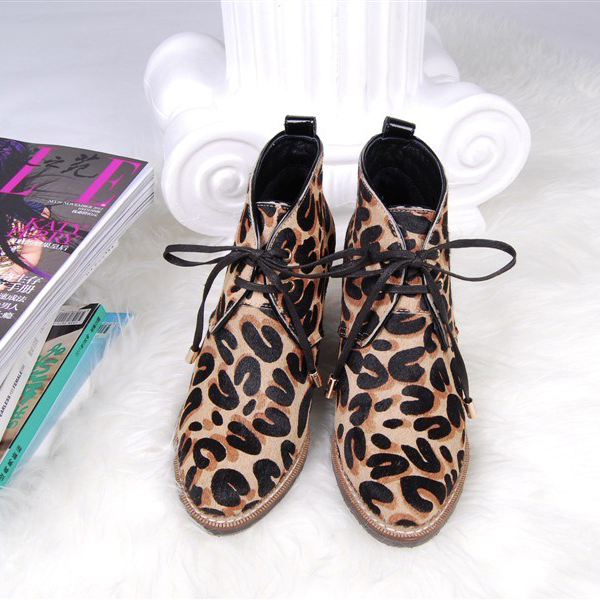 2015 Louis vitton women Classic explosion models leopard horse hair boots