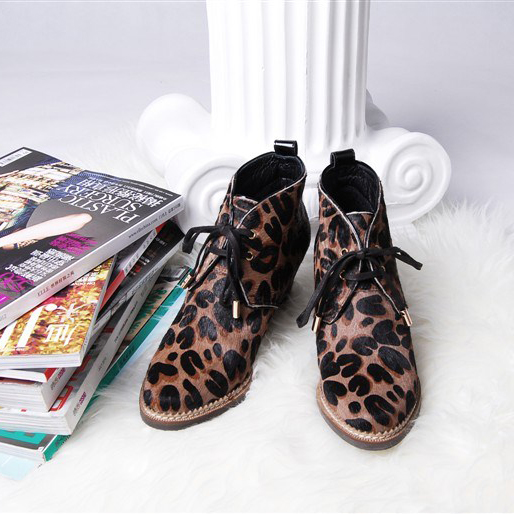 2015 Louis vitton women Classic explosion models leopard horse hair boots