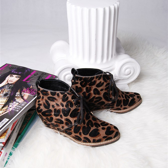 2015 Louis vitton women Classic explosion models leopard horse hair boots