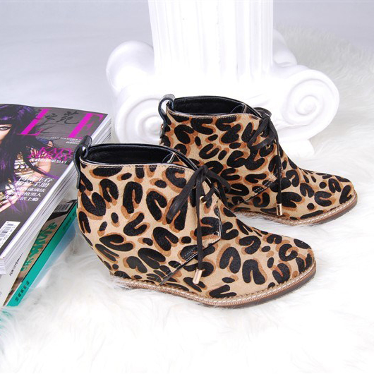 2015 Louis vitton women Classic explosion models leopard horse hair boots