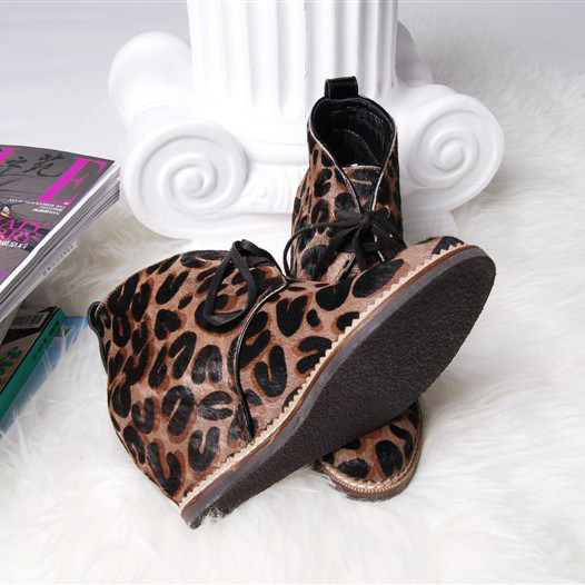 2015 Louis vitton women Classic explosion models leopard horse hair boots