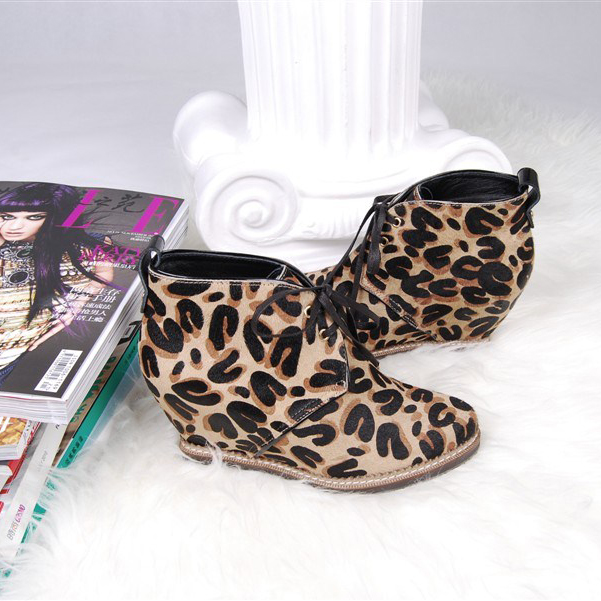 2015 Louis vitton women Classic explosion models leopard horse hair boots