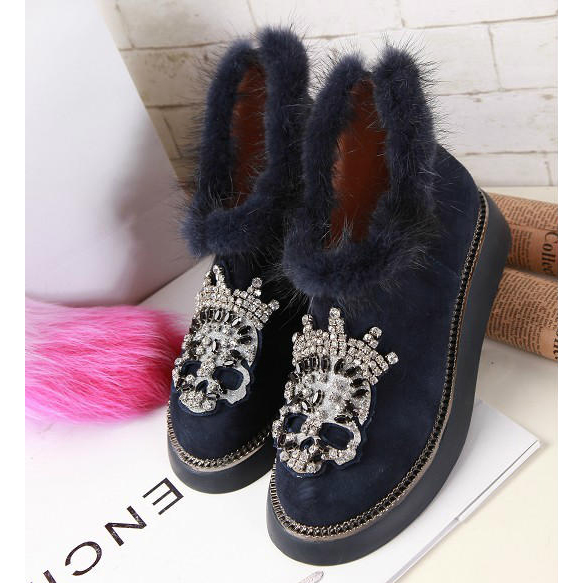 2015 Mcqueen women Plush diamond flower boots