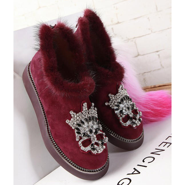 2015 Mcqueen women Plush diamond flower boots