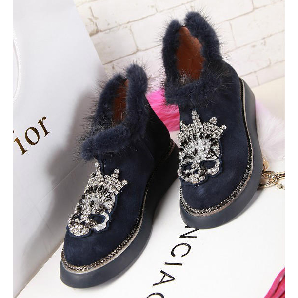 2015 Mcqueen women Plush diamond flower boots