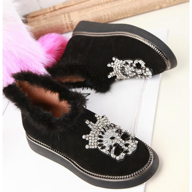 2015 Mcqueen women Plush diamond flower boots