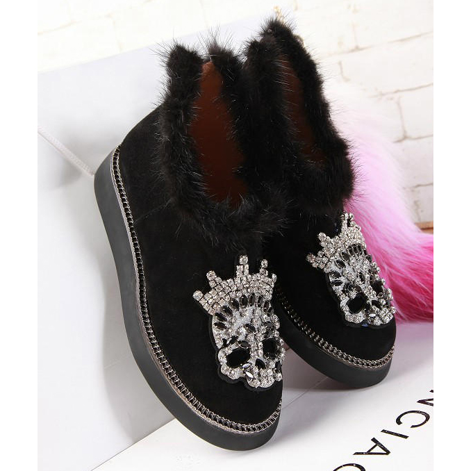 2015 Mcqueen women Plush diamond flower boots