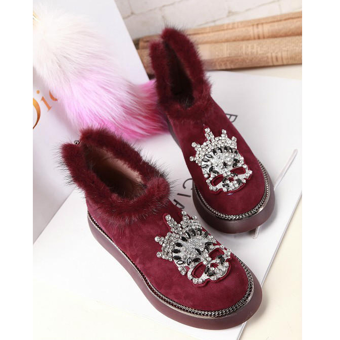 2015 Mcqueen women Plush diamond flower boots