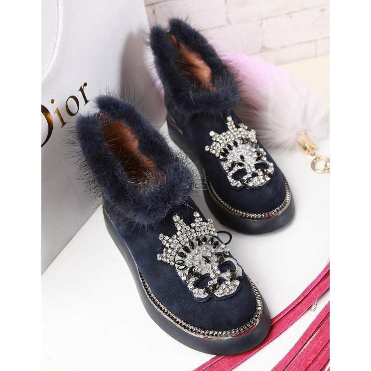 2015 Mcqueen women Plush diamond flower boots