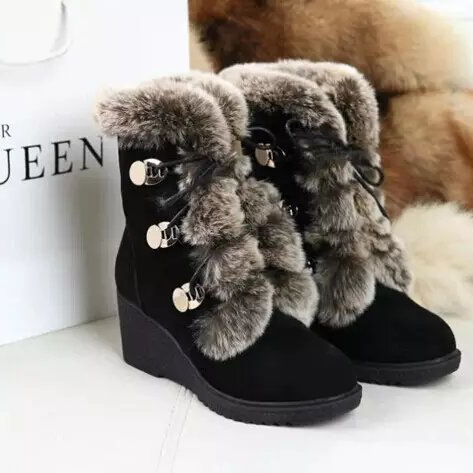 2015 Mcqueen women Rabbit fur Boots