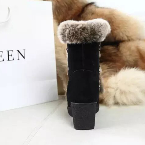 2015 Mcqueen women Rabbit fur Boots