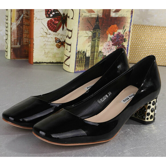 2015 Miu Miu new Arrivals Patent leather shoes