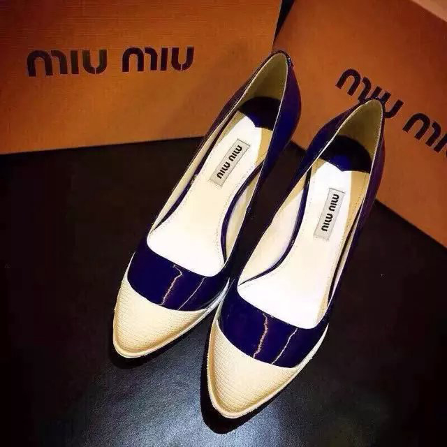 2015 Miu Miu women Patent leather shoes