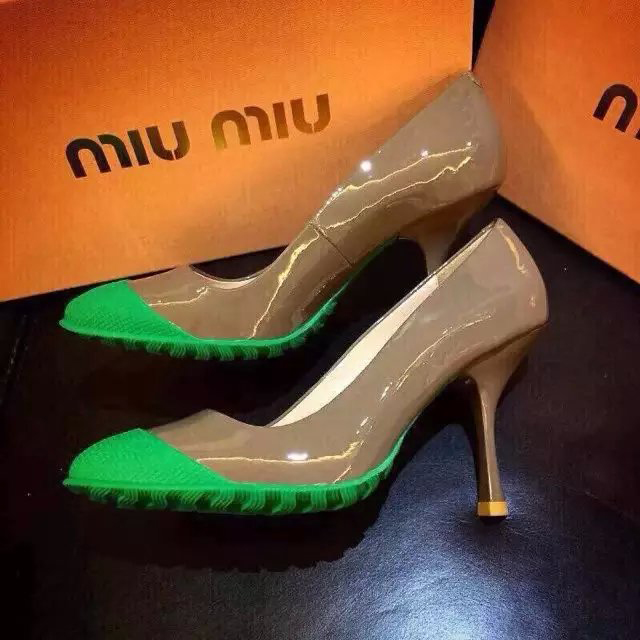 2015 Miu Miu women Patent leather shoes