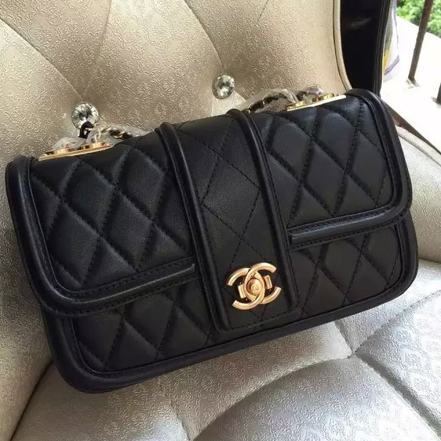 2015 New Chanel Flap Bag Original Calfskin Leather A90670 Black