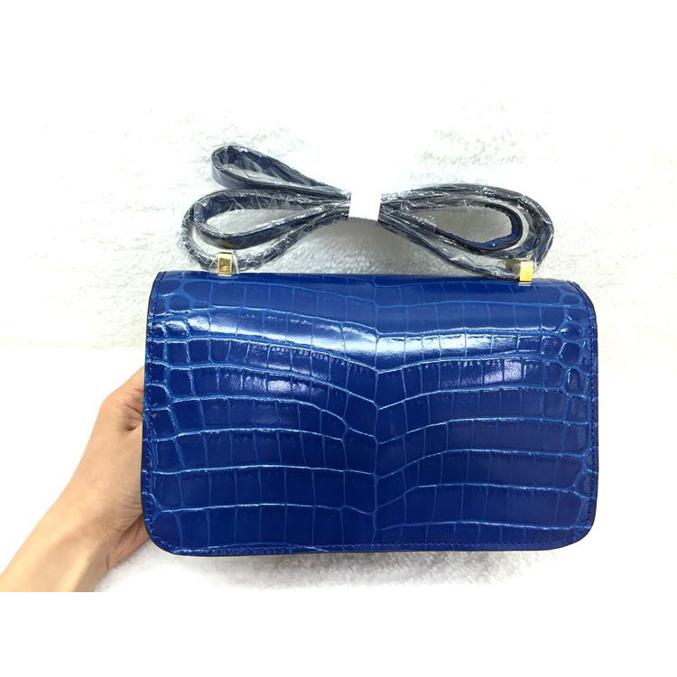 2015 Popular Style Hermes Constance Bag Crocodile stripes Leather H9998B Blue