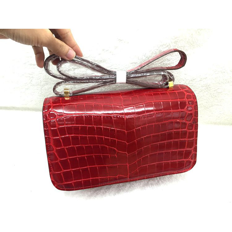 2015 Popular Style Hermes Constance Bag Crocodile stripes Leather H9998B Red