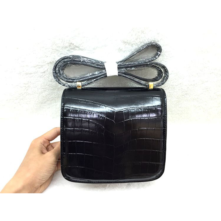 2015 Popular Style Hermes Constance Bag Crocodile stripes Leather H9998S Black