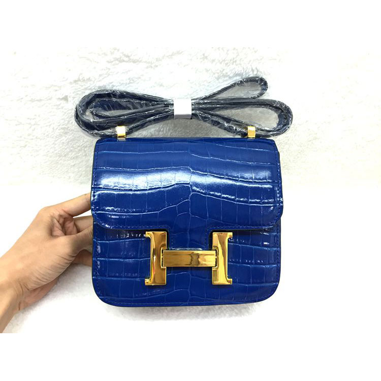 2015 Popular Style Hermes Constance Bag Crocodile stripes Leather H9998S Blue