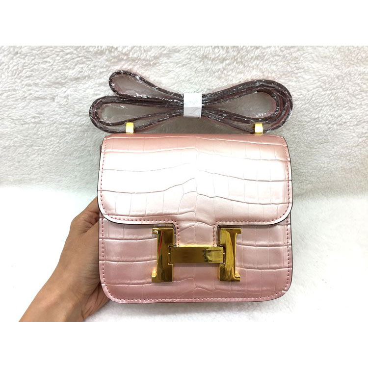 2015 Popular Style Hermes Constance Bag Crocodile stripes Leather H9998S Pink