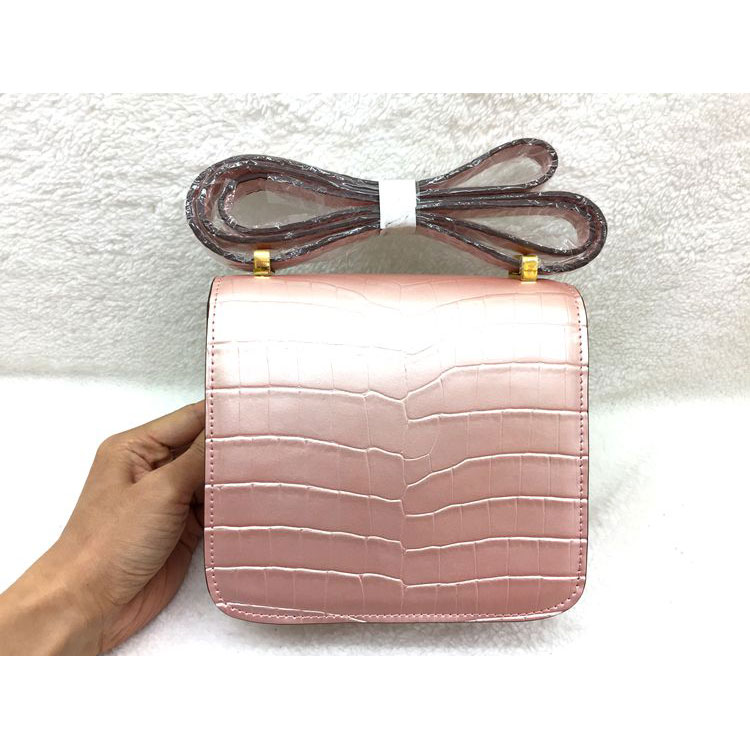 2015 Popular Style Hermes Constance Bag Crocodile stripes Leather H9998S Pink