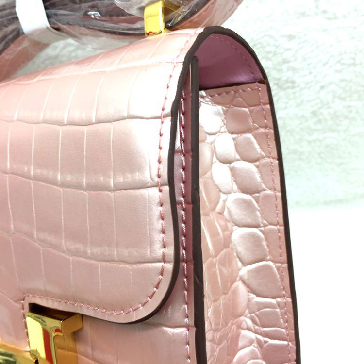 2015 Popular Style Hermes Constance Bag Crocodile stripes Leather H9998S Pink