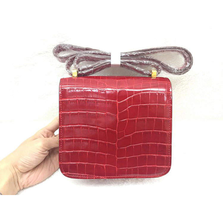 2015 Popular Style Hermes Constance Bag Crocodile stripes Leather H9998S Red