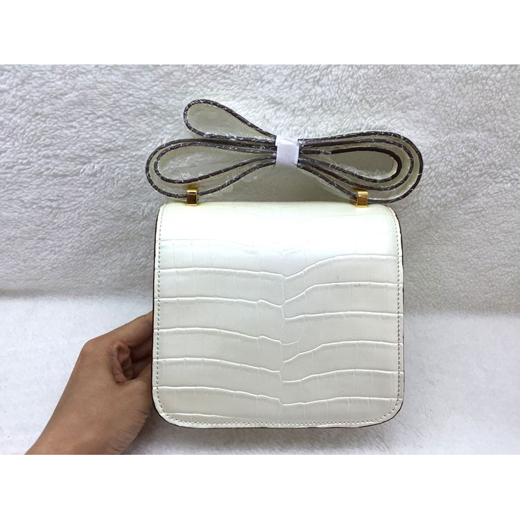 2015 Popular Style Hermes Constance Bag Crocodile stripes Leather H9998S White