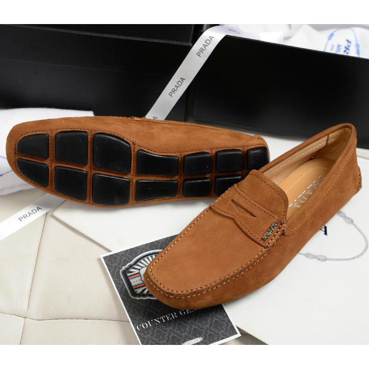 2015 Prada men Buckskin leather casual shoes