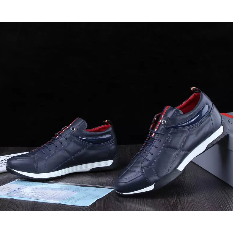 2015 Prada men Laser drilling patent leather shoes