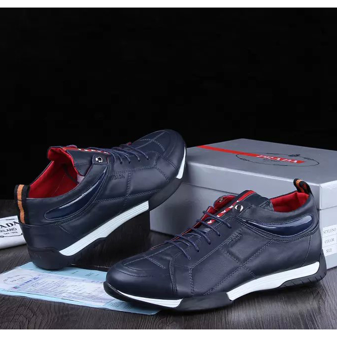 2015 Prada men Laser drilling patent leather shoes