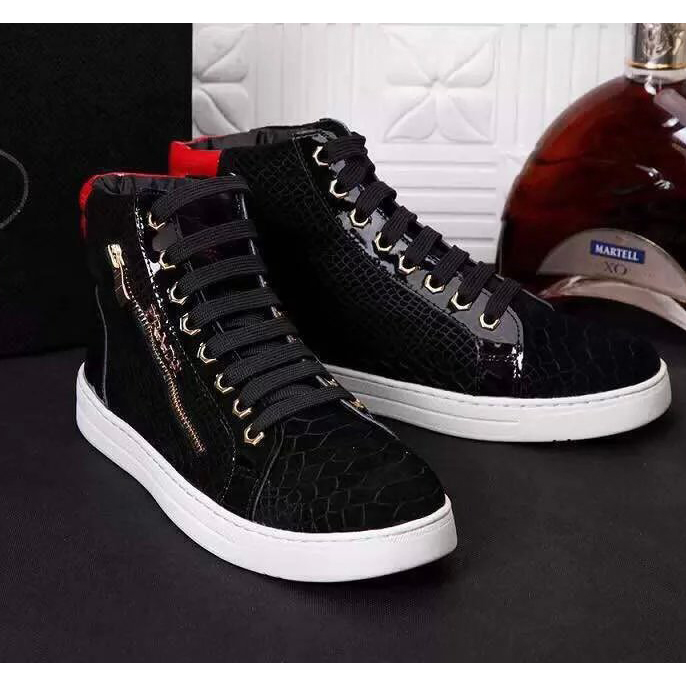 2015 Prada men Snake stripes high-top lace casual shoes