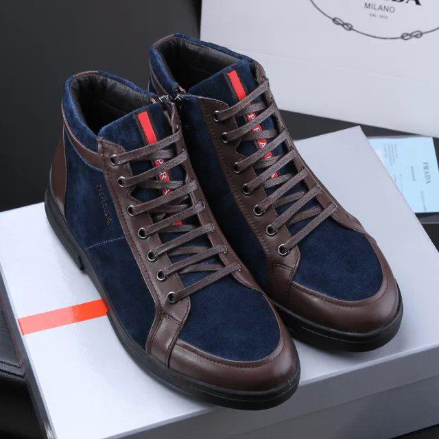 2015 Prada men nubuck high-top casual shoes