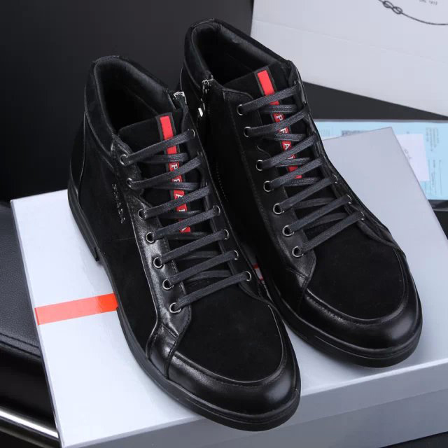 2015 Prada men nubuck high-top casual shoes