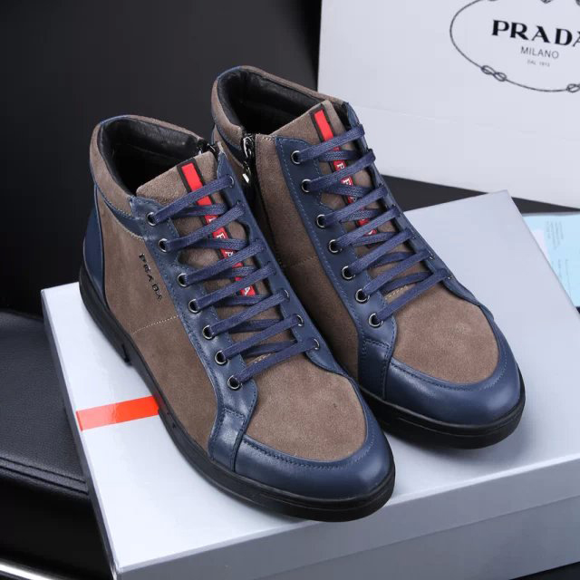 2015 Prada men nubuck high-top casual shoes