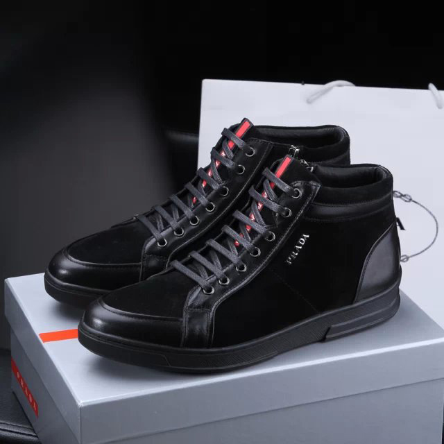 2015 Prada men nubuck high-top casual shoes