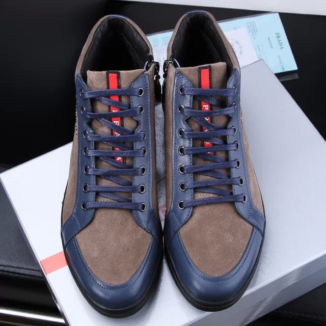 2015 Prada men nubuck high-top casual shoes