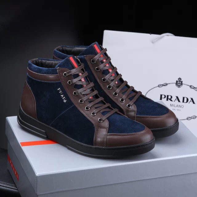 2015 Prada men nubuck high-top casual shoes