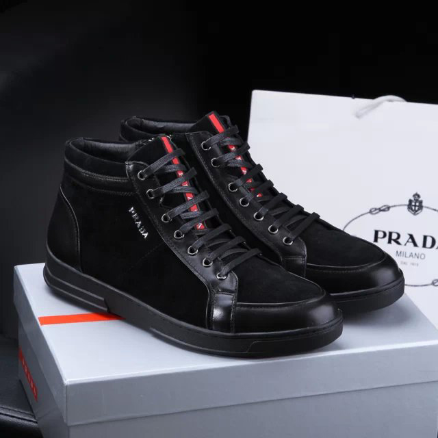 2015 Prada men nubuck high-top casual shoes