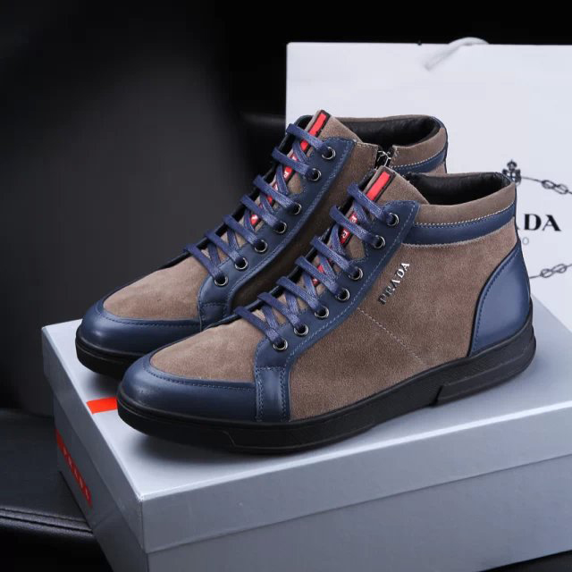 2015 Prada men nubuck high-top casual shoes