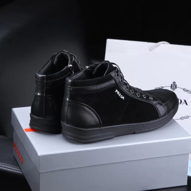 2015 Prada men nubuck high-top casual shoes