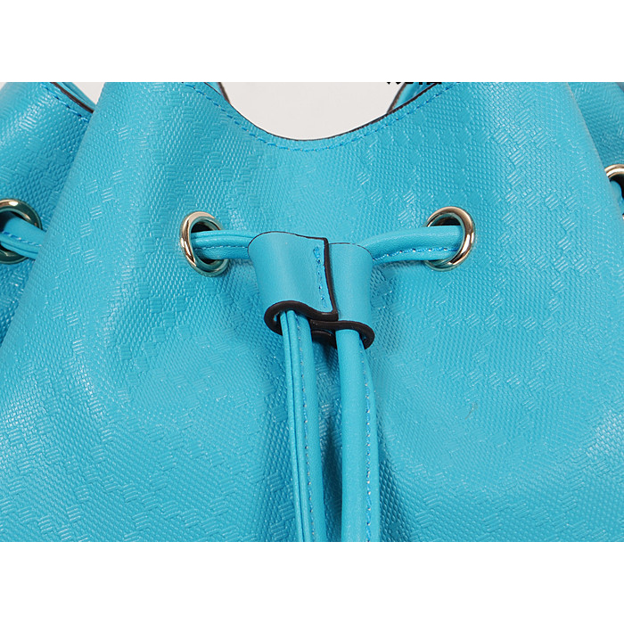 2015 gucci Bright diamante leather bucket bag in Light Blue